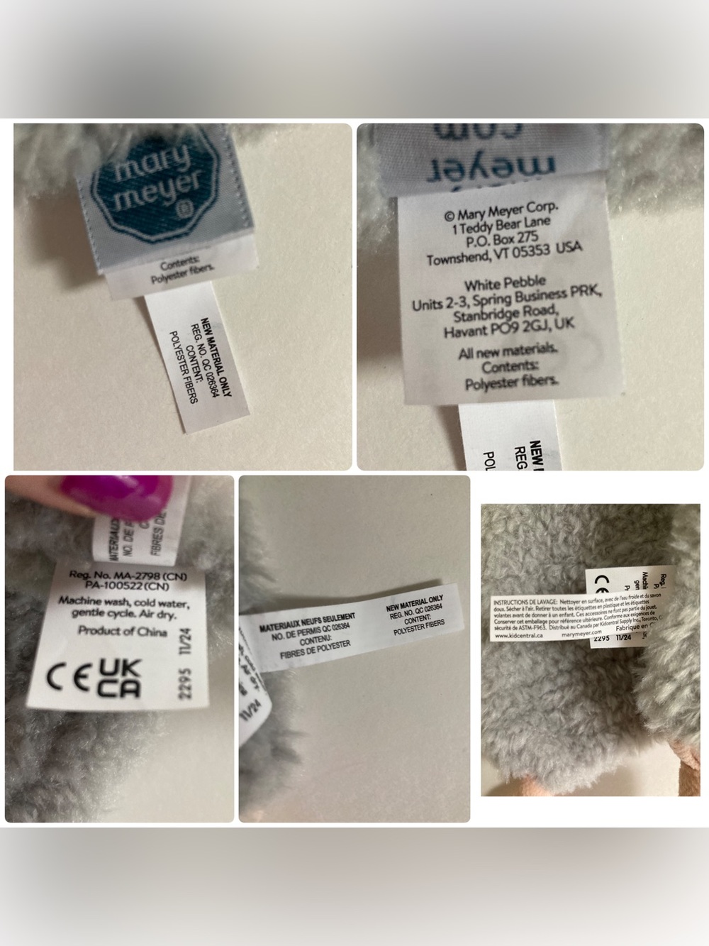 NEW Mary Meyer Baby Again Friends Mouse Lovey 13" Security Blanket Gray Recycled - Picture 9 of 9